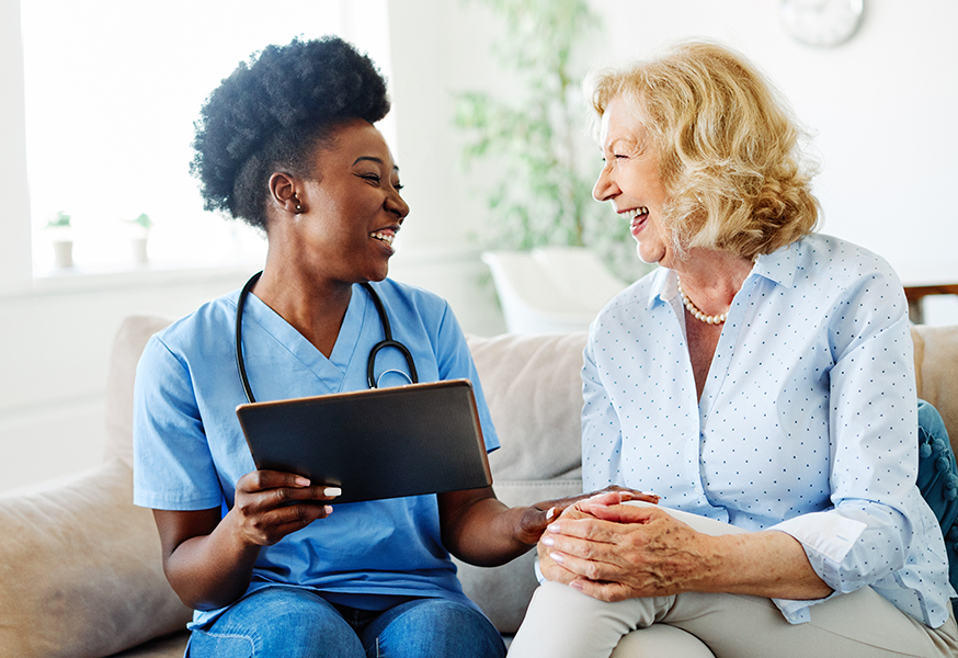 A nurse works with a patient.